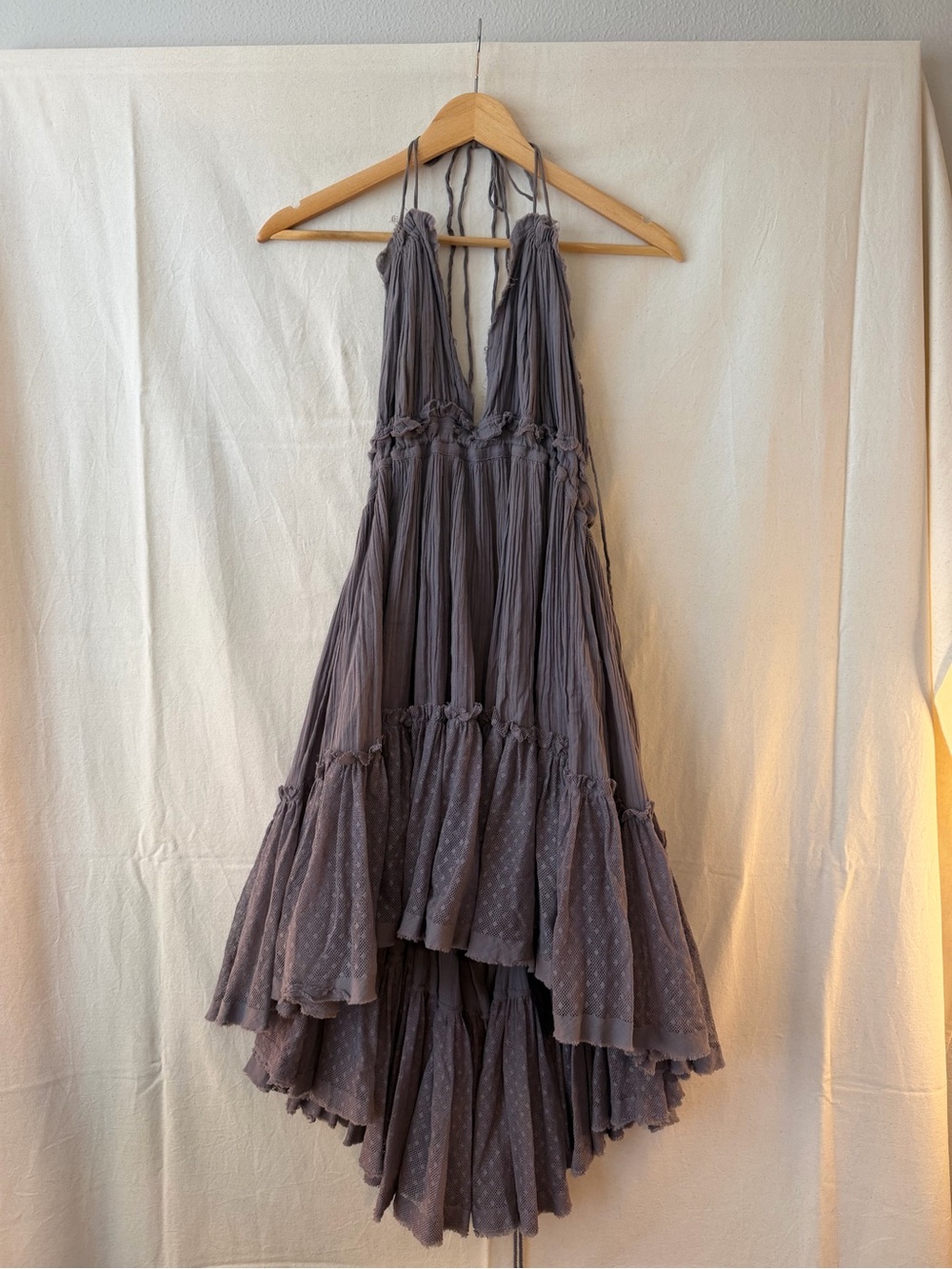 Free People Dusty Purple Tiered Halter Mini Dress